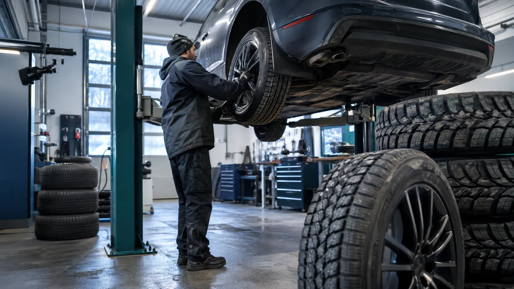 Tyre change at the workshop